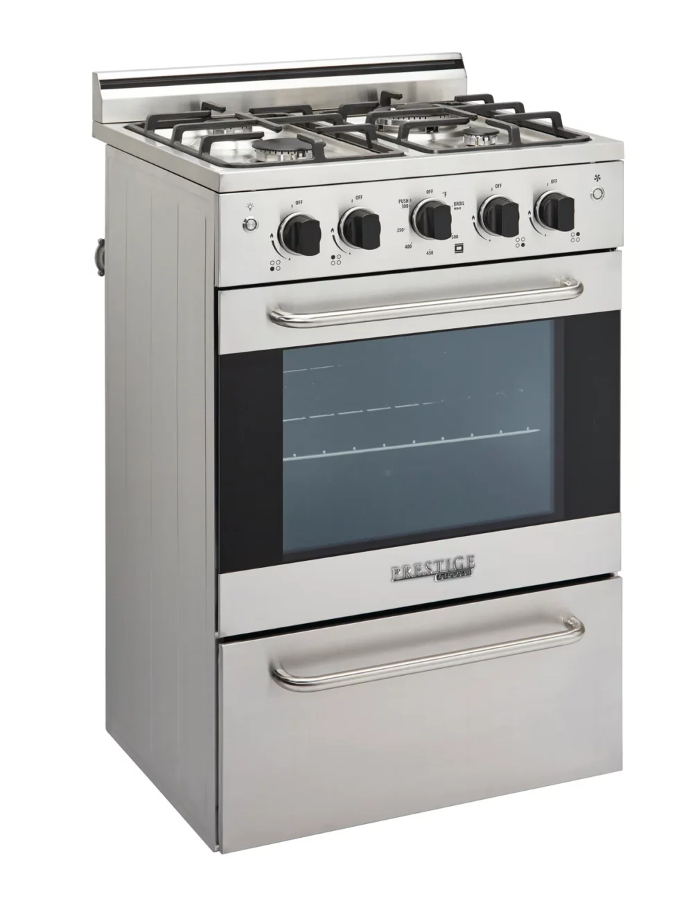Cuisinière stainless à gaz four à convection 24 pouces